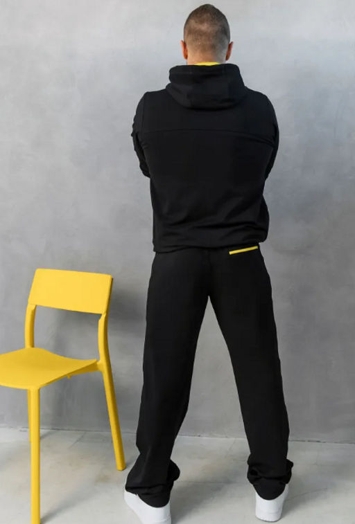 Утепленный костюм Футер 3-х ниточный М-1617: Чёрный / Жёлтый - Relay фото 12