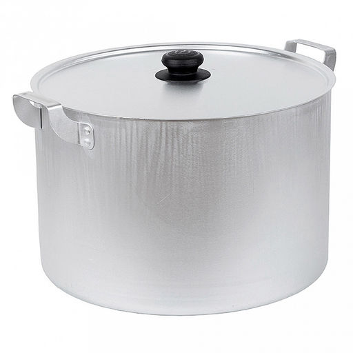 Кастрюля алюминиевая 20л, д34см, h22,5см, s2мм, матовая, сферическая форма, 2 металлические ручки, металлическая крышка (Россия)