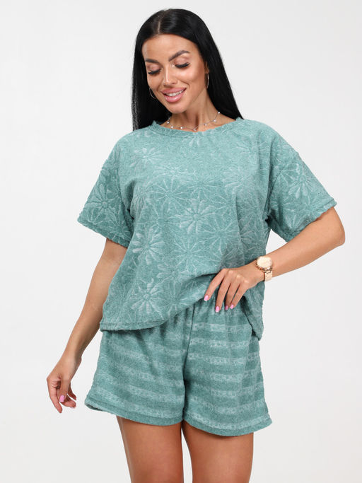 460 ЖЕНСКАЯ ПИЖАМА (шорты) (Зелёный) - А-дина фото 2