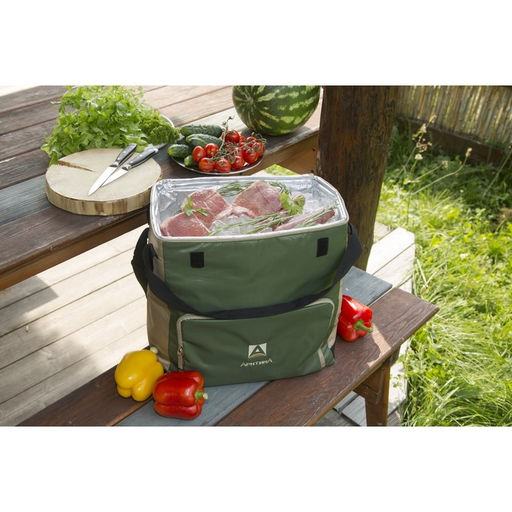 Термосумка «Арктика» на молнии, объём 20 л, с люком, зелёная