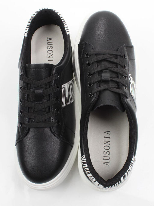 03-YC523-1 BLACK Полуботинки спортивные женские (натуральная кожа)