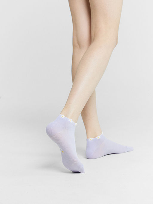 Цена за 5 пар! Носки женские фиолетовые с рисунком в виде цветочков - Mark formelle фото 2