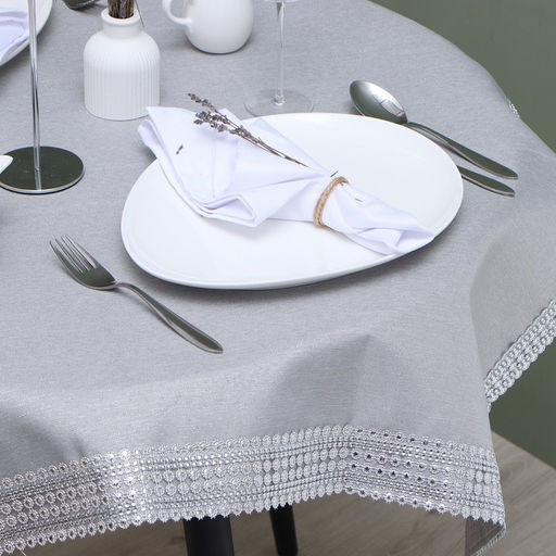 Скатерть Этель со стразами, 85×85 ±5 см, цвет серый, п/э
