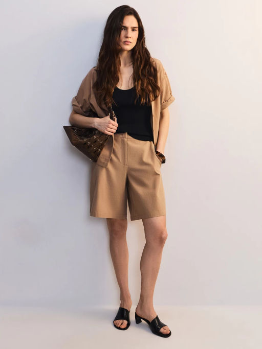 Шорты из вискозы и хлопка с отворотами ZR2605012116-63 / Zarina