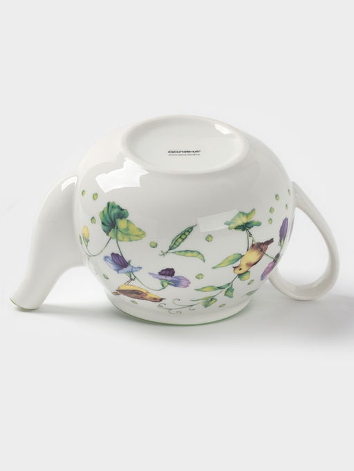 Заварочный чайник Доляна Зелёный сад, 900 мл, фарфор, белый
