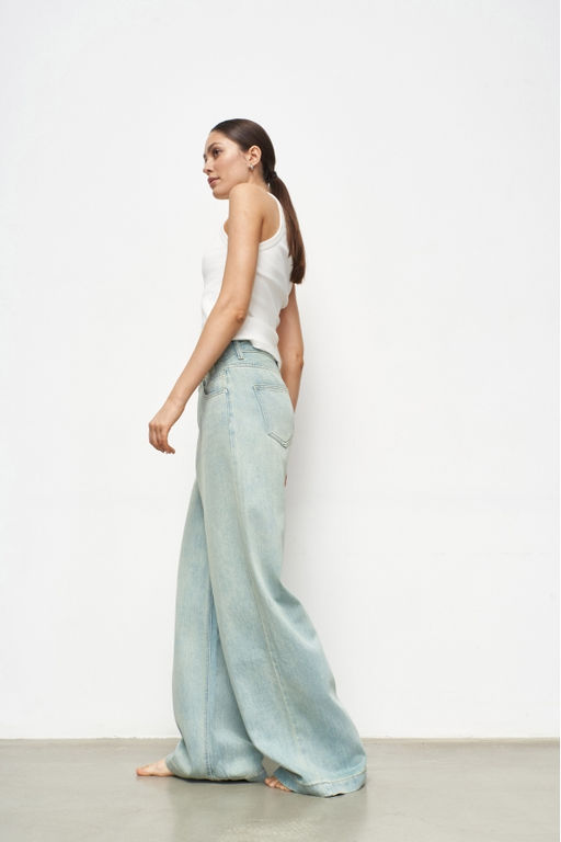 Джинсы-палаццо с потертостями Light green - Erist store фото 3