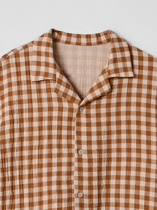 Рубашка для мальчиков коричневая в клетку прямого кроя - Mark formelle фото 7