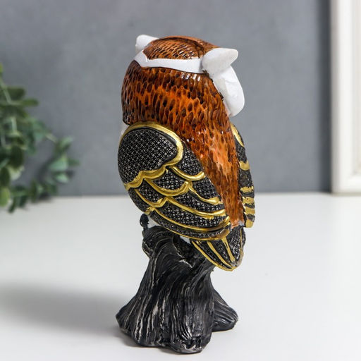 Фигурка полистоун «Мудрая сова Мадлен», белая с золотом, 15×7.5×8 см