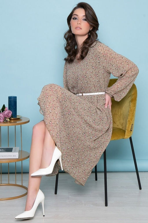 Платье Волшебная история (цветы/олива) П7033 - Lt collection фото 3