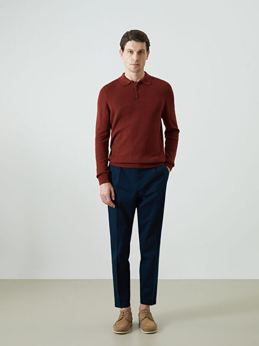 Polo Yaka Uzun Kollu Erkek Triko Kazak