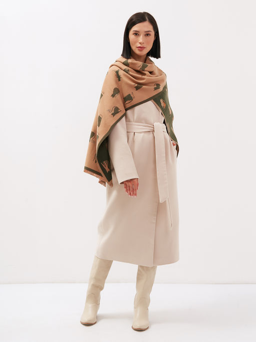 в составе шерсть Большой, мягкий, теплый двусторонний палантин с принтом - Tantino фото 5