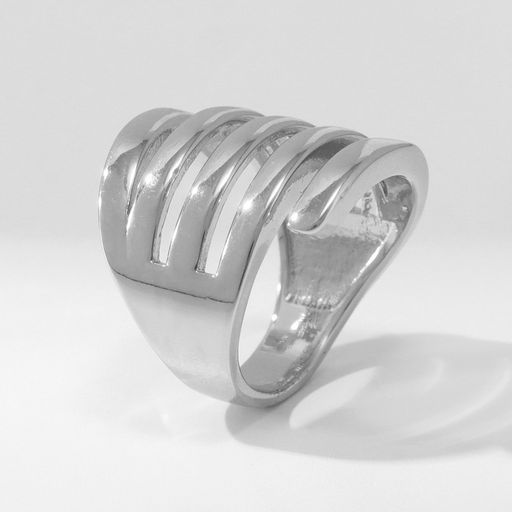 Кольцо металл Тренд пять линий, цвет серебро, размер 16 - Qf фото 4