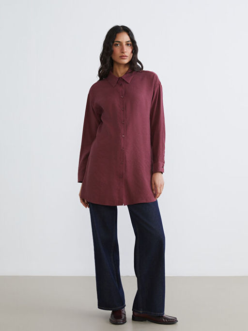 Oversize Modal Kar???ml? Kad?n G?mlek Tunik