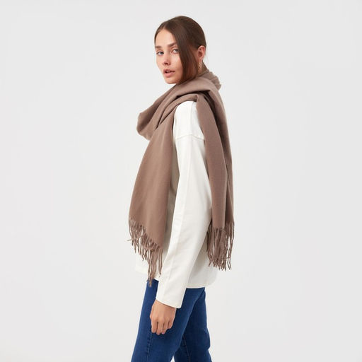 Палантин женский MINAKU однотонный цв. бежевый, размер 76*180 см  фото 2