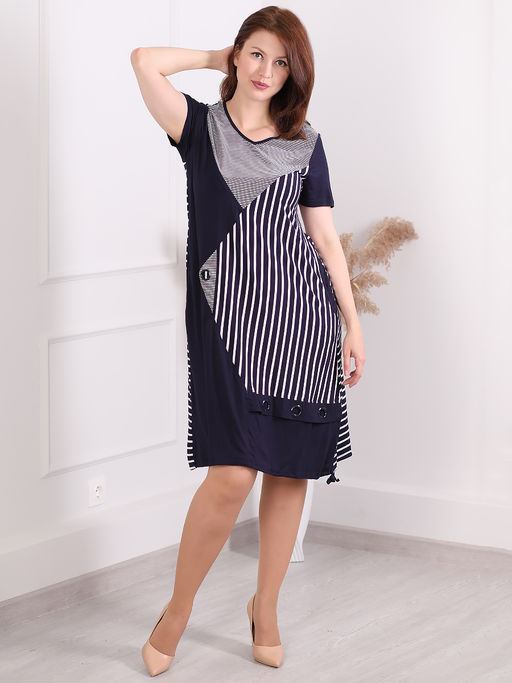 Платье женское синее с белую полоску повседневное - Almond фото 2