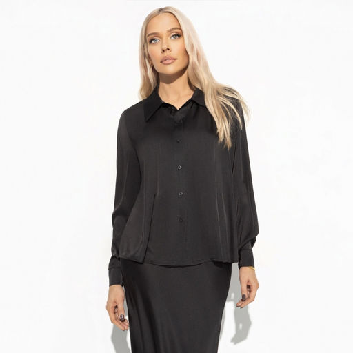 Рубашка из шелка Цветущее очарование (черная) - Charutti фото 12