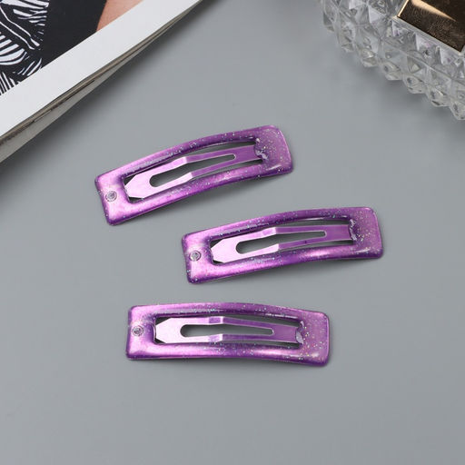 Цена за 6 шт. Заколки для волос «Хэдли», набор 3 шт., прямой, 5 см, фиолетовые