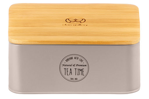 Контейнер для чайных пакетиков 18,5*16*8 см TEA TIME с бамбуковой крышкой , серый - Elan gallery фото 6