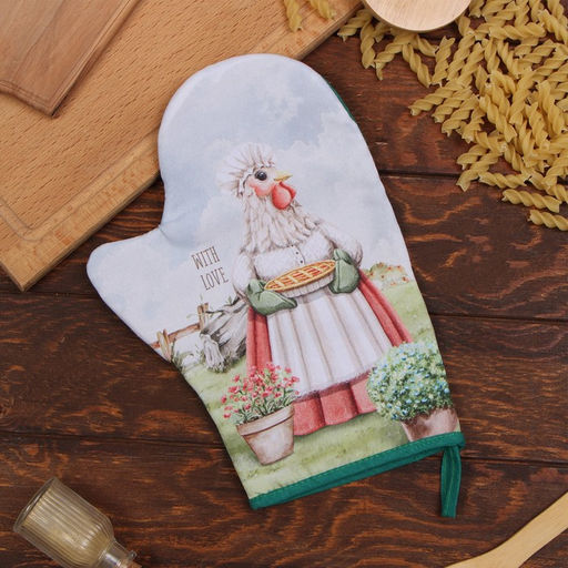 Варежка-прихватка Доляна Курочка 20х28 см, 35% хл, 65% пэ, ватин 250 г/м2  фото 5