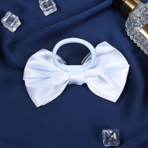 Цена за 6 шт. Бант для волос на резинке «Школьница. Стиль», классика нежность, 12 см, белый