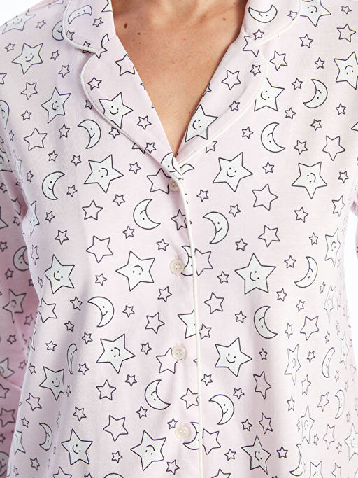 G?mlek Yaka Desenli Hamile Pijama Tak?m?