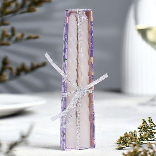 Цена за 4 шт. Набор свечей витых, 1.5×15 см, 2 шт., белый