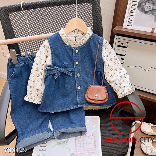 Джинсовый костюм тройка для девочки