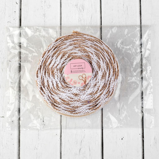 Лента из джута Кружево, 37 мм, 4,5 0,5 м, цвет белый - Арт узор фото 5