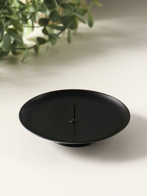 Металлический подсвечник плоский «Чашка на подставке», 10 см, чёрный