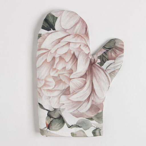 Прихватка-варежка Этель. Пионы, 20?27 см, белая, двухсторонняя