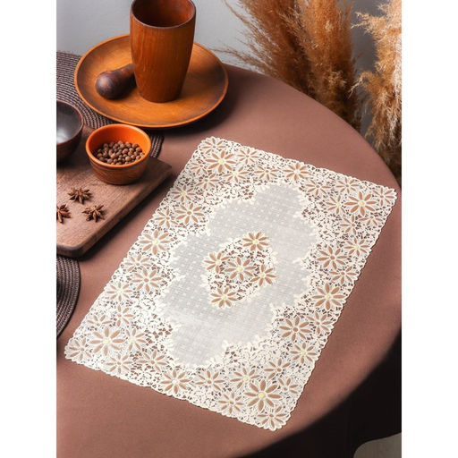 Цена за 12 шт. Салфетка ажурная для стола Лютики, 4530 см , цвет бежево-коричневый - Simaland фото 2