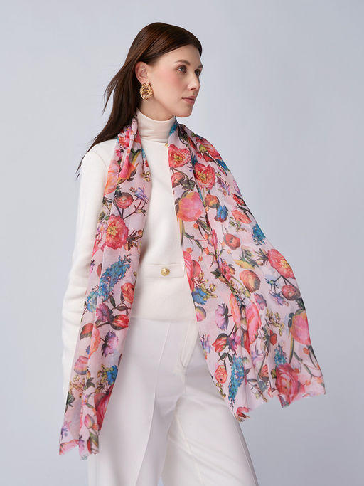 Большой, мягкий, тонкий и очень нежный двусторонний палантин с рисунком - Tantino фото 4