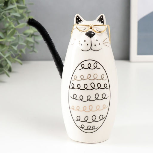 Фигурка керамика «Котик в очках с кучерявым животиком», 6.2×5.8×14 см