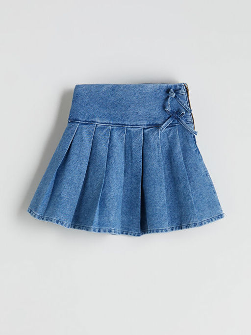 Basic Pileli K?z ?ocuk Jean Etek