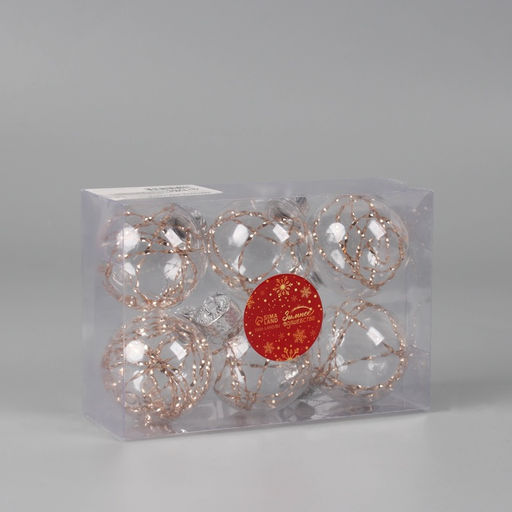 Ёлочные игрушки Джотто, шары новогодние, d=6 см, набор 6 шт., золото прозрачный - Зимнее волшебство фото 2