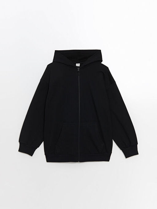 Kap??onlu K?z ?ocuk Fermuarl? Sweatshirt