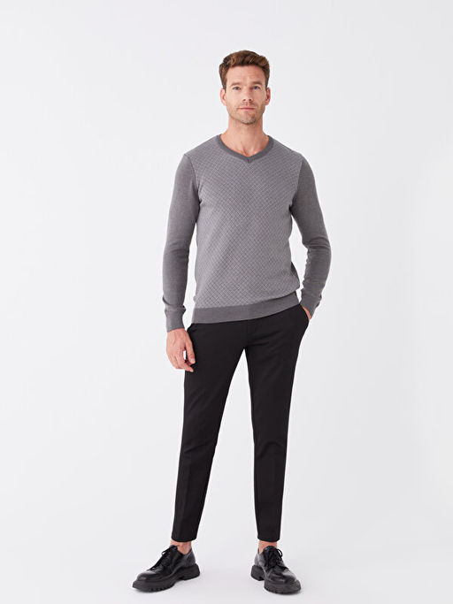 V Yaka Uzun Kollu Erkek Triko Kazak