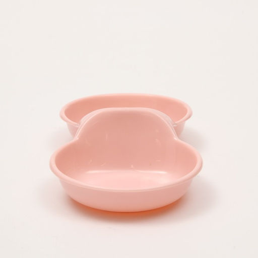 Цена за 2 шт. Миска пластиковая двойная 24 см х 11,5 см х 3 см розовая