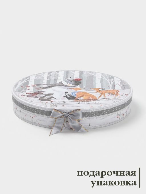 Набор тарелок новогодних Снежные забавы, 2 шт., d=25.5 см, керамика, подарочная упаковка, белый - Simaland фото 3