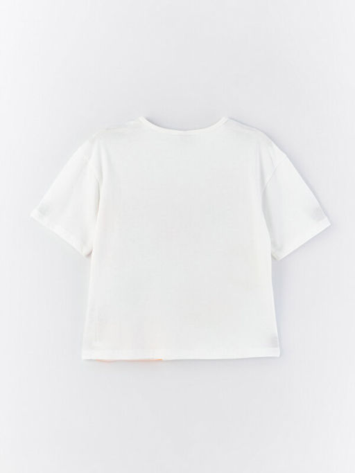 Bisiklet Yaka Bask?l? K?sa Kollu K?z ?ocuk Ti??rt - Waikiki фото 2