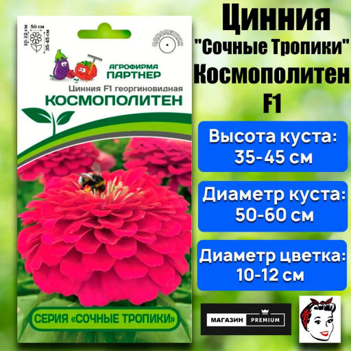 Цинния георгиновидная Сочные тропики Космополитен - Партнер фото 2