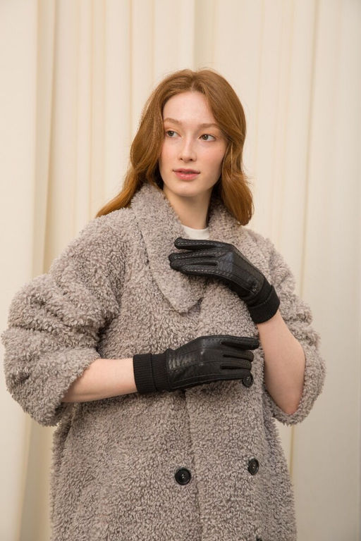 Перчатки из экокожи, экозамши и шерсти