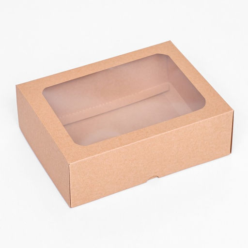 Цена за 5 шт. Коробка складная, крышка-дно, с окном, крафт, 20 х 15 х 6,5 см, - UPAK LAND фото 2