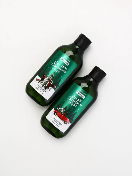 Подарочный набор новогодний: гель для душа, пена для ванны и мочалка, URAL LAB