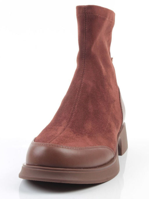 01-H24B-34HJ BROWN Ботинки демисезонные женские (натуральная кожа, искусственная замша)