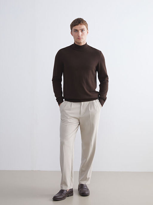 Yar?m Bal?k?? Yaka Erkek Triko Kazak