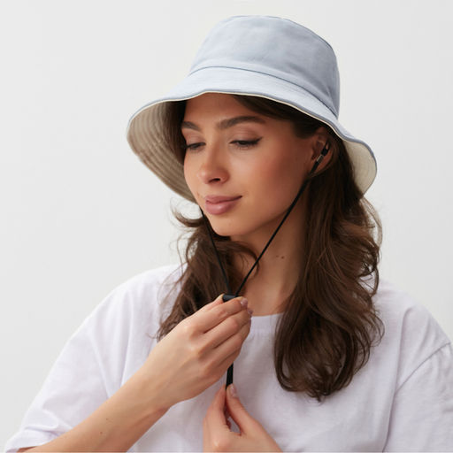 Панама двусторонняя унисекс MINAKU, цвет голубой, молочный, размер 56