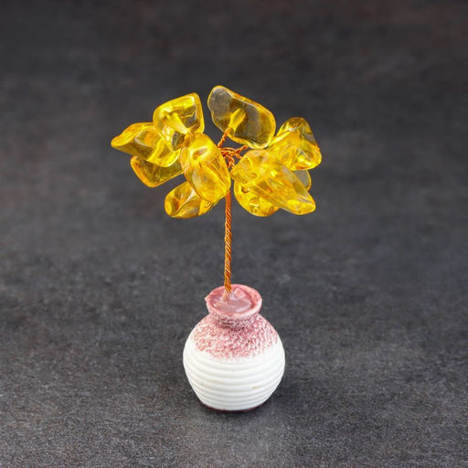 Цена за 2 шт. Денежное дерево декоративное «Сувенир бонсай. Богатства. Цитрин», натуральный камень, 7×3 см