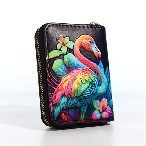 Кошелёк женский «Неоновый фламинго», маленький, чёрный