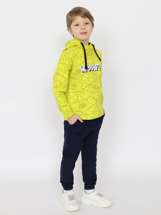 CRB wear/CSKB 90231-36-391 Костюм для мальчика (толстовка, брюки),лайм-темно-синий/Ex.Cherubino  фото 2